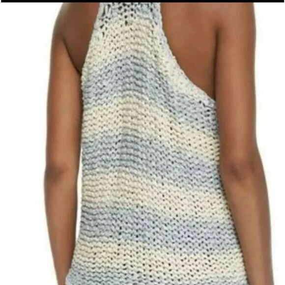 Free People Women’s Small Gray White Stars That Shine Wide Knit Tank Sweater Top - Picture 2 of 7